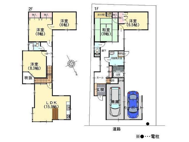 Floor plan. 14.2 million yen, 5LDK, Land area 189.82 sq m , There is a building area of ​​153.66 sq m bathroom two places two-family dwelling possible! 