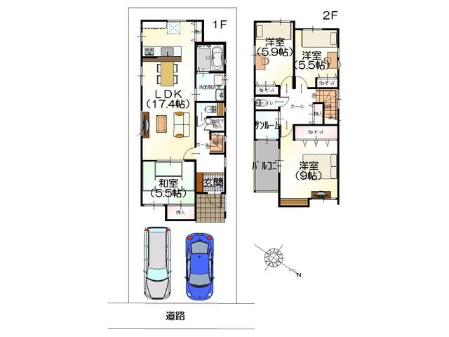 Floor plan. 21,930,000 yen, 4LDK, Land area 121.05 sq m , Building area 107.44 sq m south Kodateno Small, Medium Seongnam