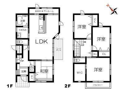 Floor plan. 24,800,000 yen, 4LDK, Land area 166.73 sq m , Building area 111.13 sq m
