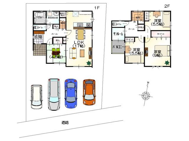 Floor plan. 20,930,000 yen, 4LDK, Land area 169.23 sq m , Convenient solarium with a building area of ​​108.06 sq m Hokuriku of weather!