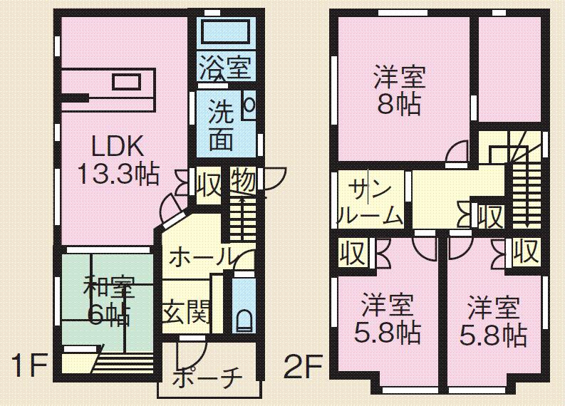 Floor plan. 19.5 million yen, 4LDK, Land area 114.08 sq m , Building area 97.76 sq m