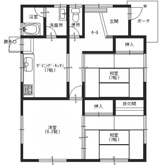 Floor plan. 9.5 million yen, 3DK, Land area 219.18 sq m , Building area 75.85 sq m