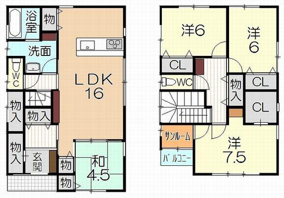 Floor plan. 27,190,000 yen, 4LDK, Land area 151.68 sq m , Building area 118.42 sq m