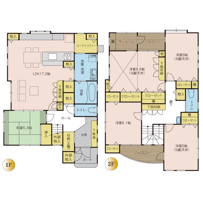 Floor plan. 23,900,000 yen, 5LDK, Land area 132.24 sq m , Building area 132.05 sq m