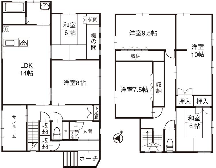 Floor plan. 21,800,000 yen, 6LDK + S (storeroom), Land area 150.21 sq m , Building area 157.33 sq m
