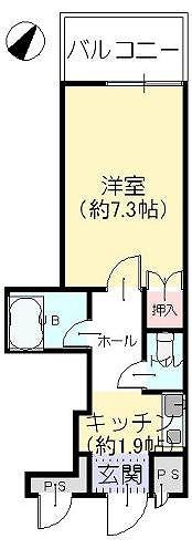 Floor plan. 1K, Price 2.6 million yen, Occupied area 21.78 sq m bus, It is another toilet!