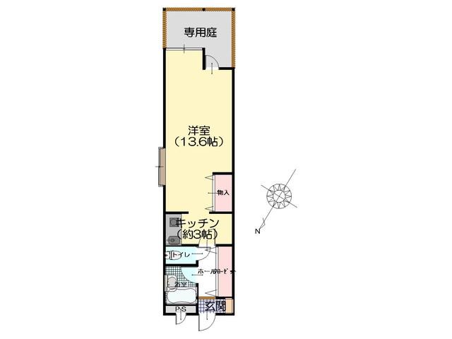 Floor plan. 1K, Price 3.6 million yen, This spacious studio of the occupied area 34.72 sq m 34 square meters!