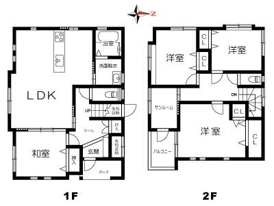 Floor plan. 23.5 million yen, 4LDK, Land area 124.77 sq m , Building area 117.72 sq m