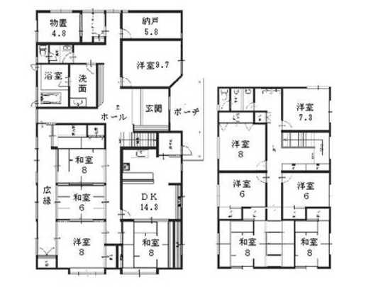 Floor plan. 36 million yen, 11DK + S (storeroom), Land area 1,068.67 sq m , Building area 324.18 sq m