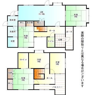 Floor plan. 15.8 million yen, 5LDK, Land area 166.34 sq m , Building area 130.44 sq m