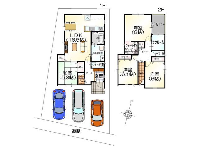 Floor plan. 22,930,000 yen, 4LDK, Land area 132.24 sq m , Building area 107.23 sq m energy-saving performance is also large high loan tax cut low-carbon certified housing.