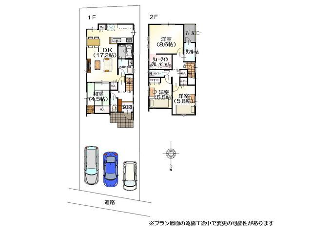 Floor plan. 23,430,000 yen, 4LDK, Land area 155.07 sq m , Popular walk-in with a closet in the building area 108.88 sq m wife!