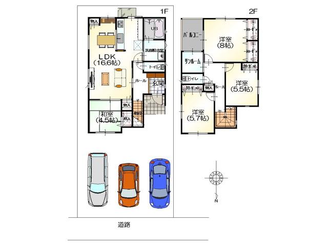 Floor plan. 21,930,000 yen, 4LDK, Land area 141.24 sq m , It is a building area of ​​105.16 sq m low-carbon certified housing.