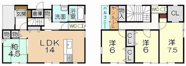 Floor plan. 27,360,000 yen, 4LDK, Land area 150 sq m , Building area 110.97 sq m