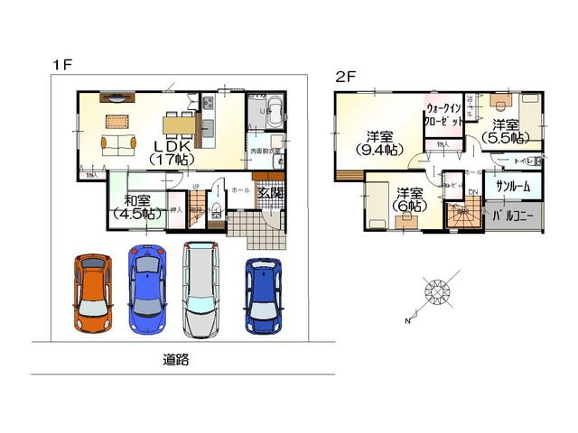 Floor plan. 23,430,000 yen, 4LDK, Land area 145.68 sq m , Why not spend a comfortable life in a ready-built residential building area 109.86 sq m low-carbon housing certification.