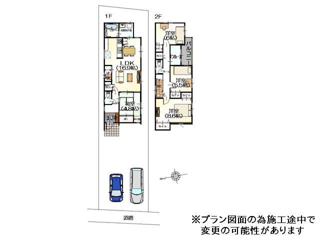 Floor plan. 22,430,000 yen, 4LDK, Land area 157.05 sq m , Popular living room stairs to your home building area 107.58 sq m small children is in place!