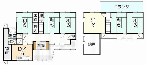 Floor plan. 10 million yen, 6DK, Land area 147.26 sq m , Building area 115.51 sq m