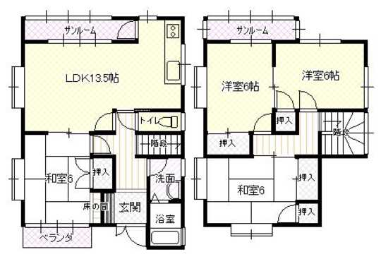 Floor plan. 9.8 million yen, 4LDK, Land area 155.44 sq m , Building area 91.27 sq m