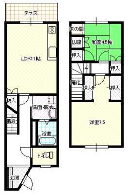 Floor plan. 13,900,000 yen, 2LDK, Land area 72.88 sq m , Building area 69.42 sq m