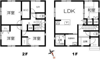 Floor plan. 25,800,000 yen, 4LDK, Land area 192.36 sq m , Building area 110.25 sq m