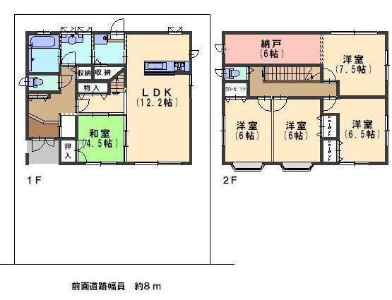 Floor plan. 28.8 million yen, 4LDK + S (storeroom), Land area 152 sq m , Building area 130 sq m