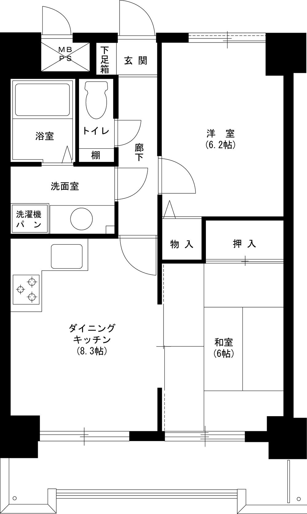 Floor plan. 2DK, Price 4.8 million yen, Footprint 49.5 sq m