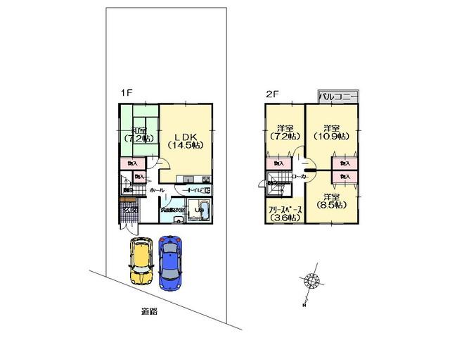 Floor plan. 18,800,000 yen, 4LDK, Land area 200.01 sq m , Building area 126 sq m 4LDK was All rooms 7 quires more relaxed. 