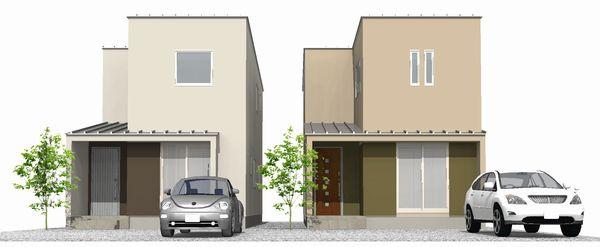 Rendering (appearance). The left side of Building B, The right is the building A