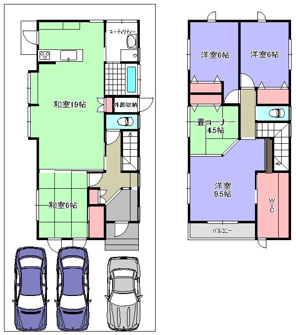Floor plan. 22,570,000 yen, 4LDK, Land area 145.38 sq m , Building area 131.37 sq m parking three
