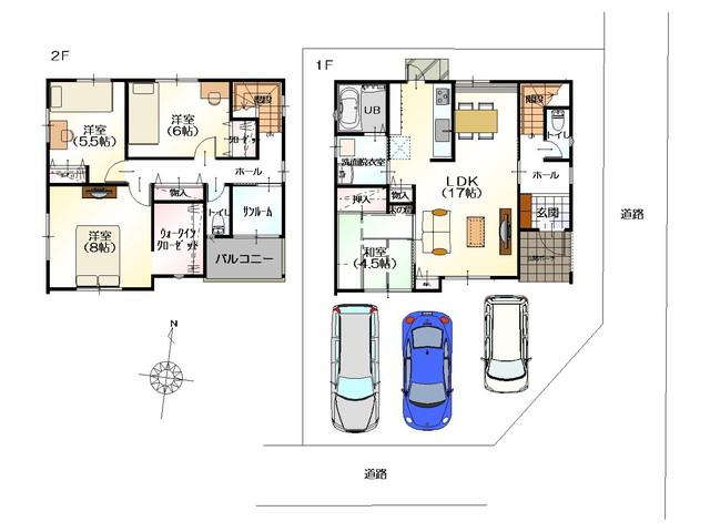 Floor plan. 28,380,000 yen, 4LDK, Land area 137.15 sq m , Building area 108.35 sq m south has become a parking lot.