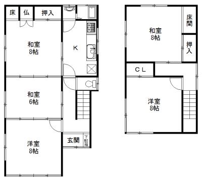 Floor plan. 10.3 million yen, 5K, Land area 103.46 sq m , Building area 98.58 sq m