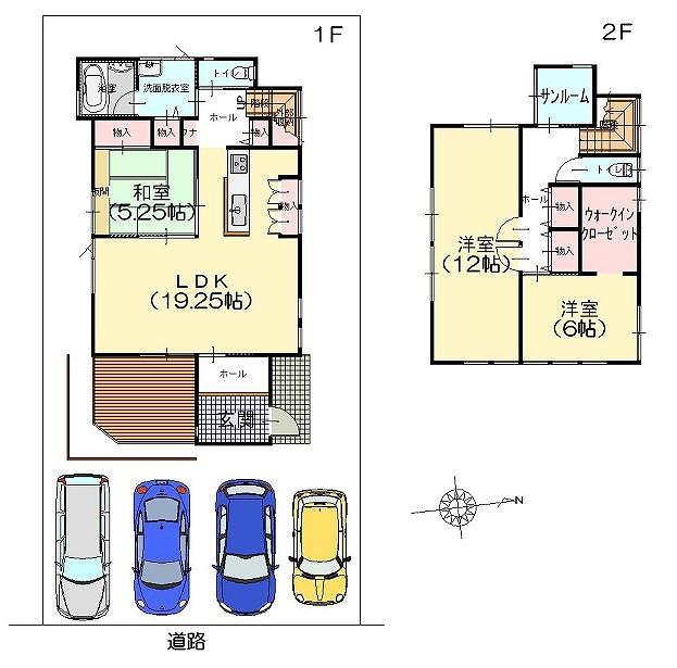 Floor plan. 30,900,000 yen, 3LDK, Land area 182.61 sq m , Building area 114.66 sq m parking is available four!