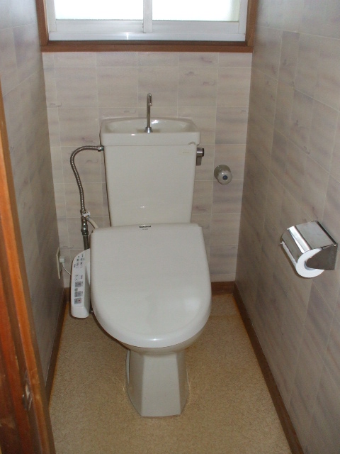 Toilet. Toilet is equipped with cleaning function