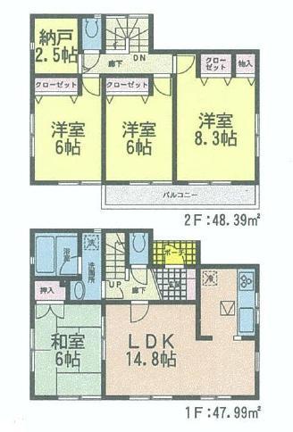 Floor plan. 16.8 million yen, 4LDK + S (storeroom), Land area 174.28 sq m , It is a building area of ​​96.38 sq m Zenshitsuminami-facing house. With storeroom of 2.5 Pledge can also be a hobby room ◎ First How is it from the document request?  ・ Structure visit at any time during the corresponding. 