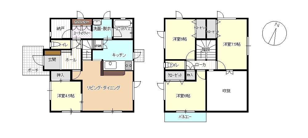 Floor plan. 12.8 million yen, 4LDK + S (storeroom), Land area 244.44 sq m , Building area 106.82 sq m 4LDK