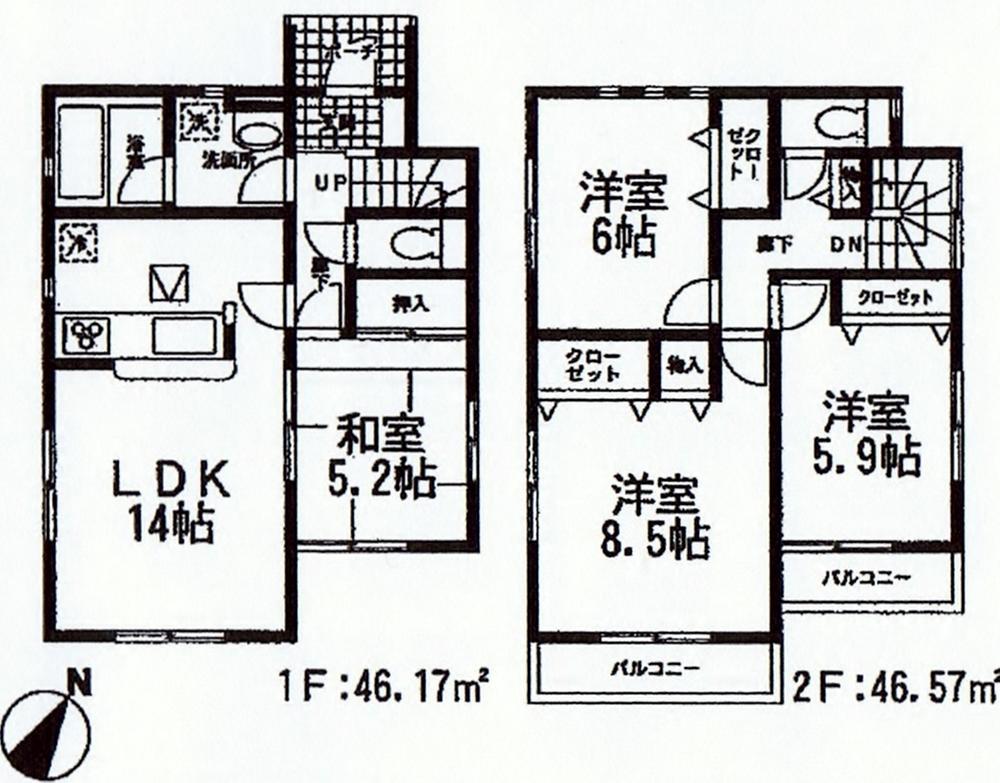 Floor plan. 22,800,000 yen, 4LDK, Land area 166.05 sq m , Building area 92.74 sq m