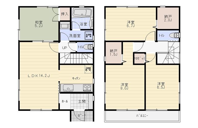Floor plan. 22,800,000 yen, 4LDK, Land area 141.16 sq m , Building area 94.76 sq m 4 Building plan view
