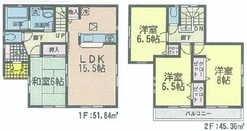 Floor plan. 17,900,000 yen, 4LDK, Land area 176.09 sq m , It is a building area of ​​97.2 sq m each room is wide easy-to-use floor plan