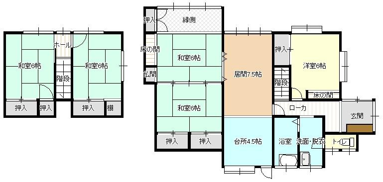 Floor plan. 8,280,000 yen, 6K, Land area 241.28 sq m , Building area 96.68 sq m