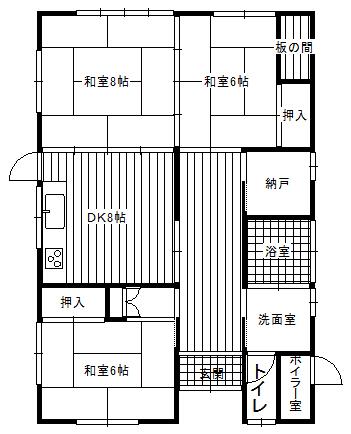 Floor plan. 15.8 million yen, 3DK, Land area 166.23 sq m , Building area 77.84 sq m