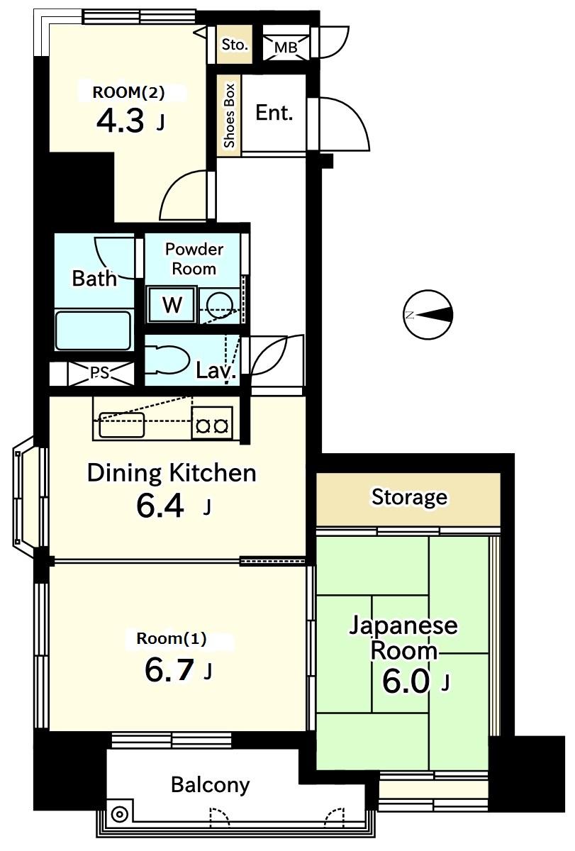 Floor plan. 3DK, Price 12.8 million yen, Occupied area 58.36 sq m , Balcony area 4.6 sq m