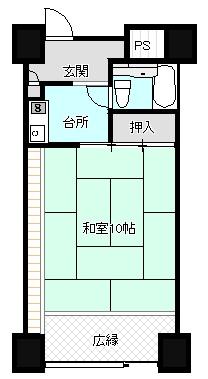 Floor plan. 1K, Price 3.9 million yen, Footprint 34.2 sq m
