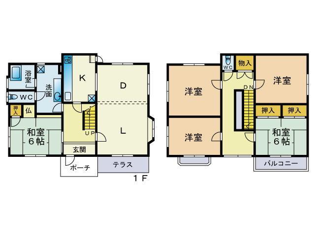 Floor plan. 13.8 million yen, 5LDK, Land area 197 sq m , Building area 126.54 sq m glad 1 ・ And the second floor toilet, Ochakko can also Japanese-style There are two places. Please enjoy the view from the home on your own eyes.