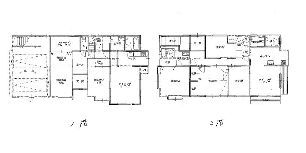 Floor plan. 30 million yen, 6LDDKK + S (storeroom), Land area 227.25 sq m , Building area 224.41 sq m 2 family house