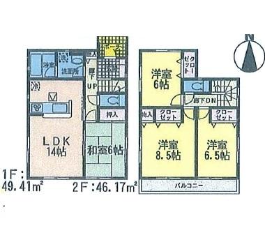 Floor plan. 22,800,000 yen, 4LDK, Land area 201.05 sq m , Building area 95.58 sq m