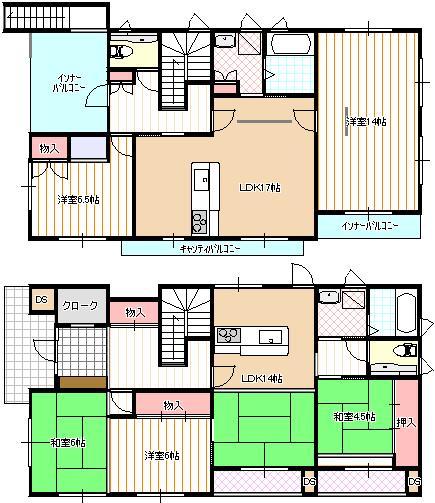 Floor plan. 36 million yen, 5LDK, Land area 463.65 sq m , Building area 174.55 sq m 2 family house First floor 3LDK Second floor 2LDK