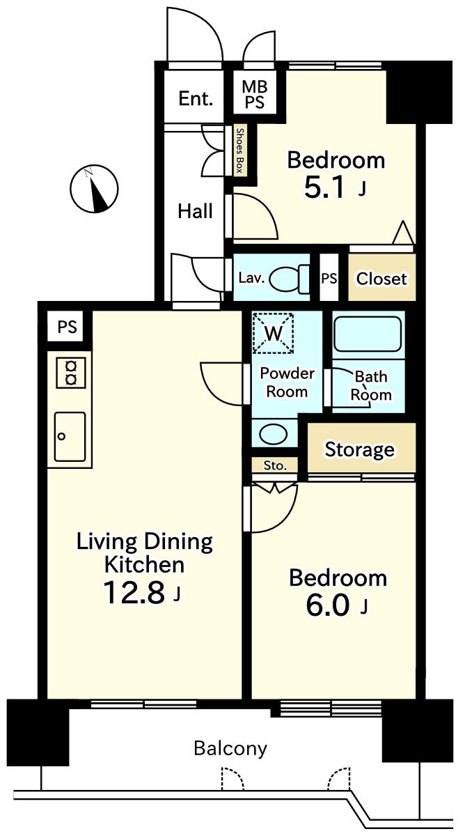 Floor plan. 1LDK + S (storeroom), Price 9.9 million yen, Occupied area 55.67 sq m , Balcony area 8.48 sq m