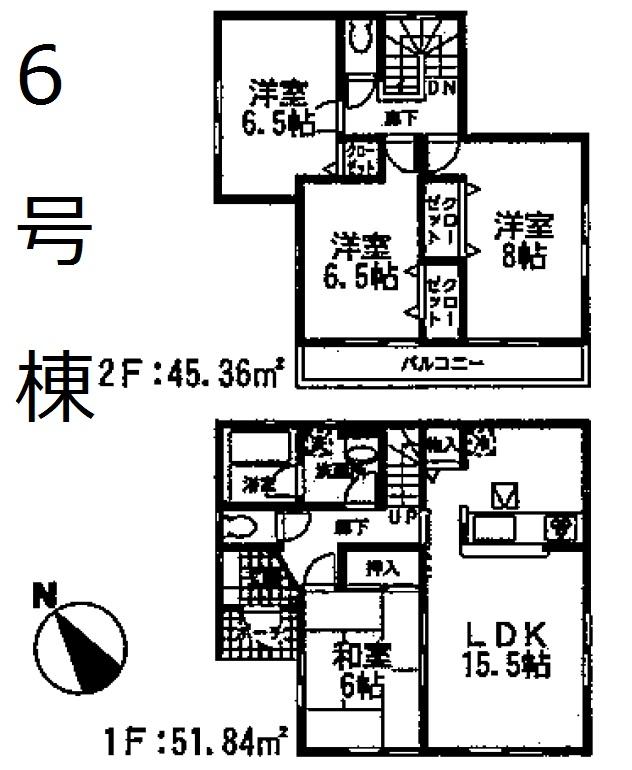 Floor plan. 21,800,000 yen, 4LDK, Land area 181.41 sq m , Building area 97.2 sq m 6 Building plan view