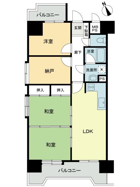 Floor plan. 3LDK + S (storeroom), Price 15 million yen, Footprint 72.7 sq m , Balcony area 14.38 sq m 3SLDK