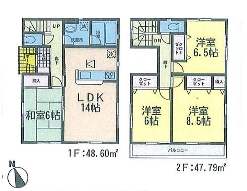 Floor plan. 22,800,000 yen, 4LDK, Land area 145.54 sq m , Building area 96.39 sq m